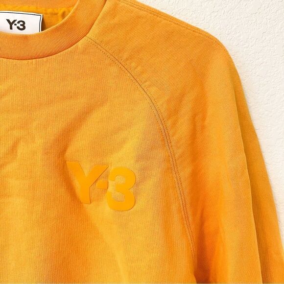 Y-3 Logo Crewneck Crop Sweatshirt in Yellowish Orange XS - Picture 8 of 10